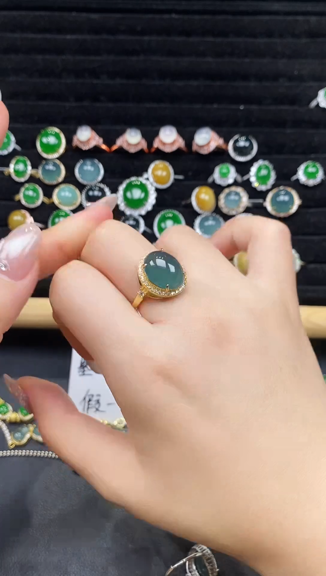 银S925镶嵌戒指翡翠111