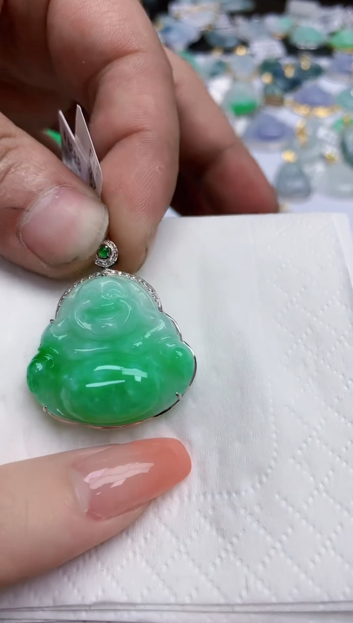 【闪购商品】翡翠颈饰18K金镶嵌天然缅甸翡翠A货