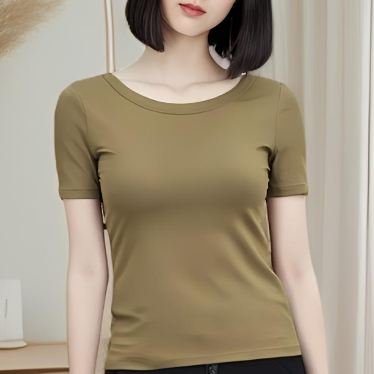 2025新款显瘦紧身打底衫女夏季体恤上衣百搭t恤女短袖纯色修身T恤
