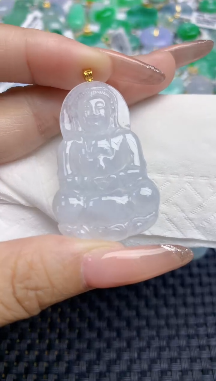 颈饰18K金镶嵌翡翠天然缅甸A货翡翠百元以上9元证书费自理