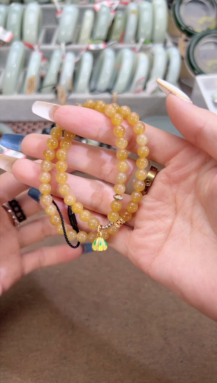 未镶嵌手串和田玉且末料金山糖多圈手串卡6