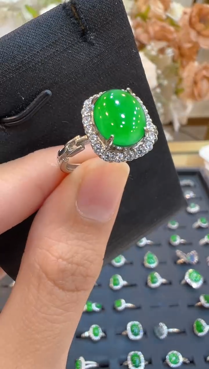 翡翠戒指银S925镶嵌多样性团购发一件