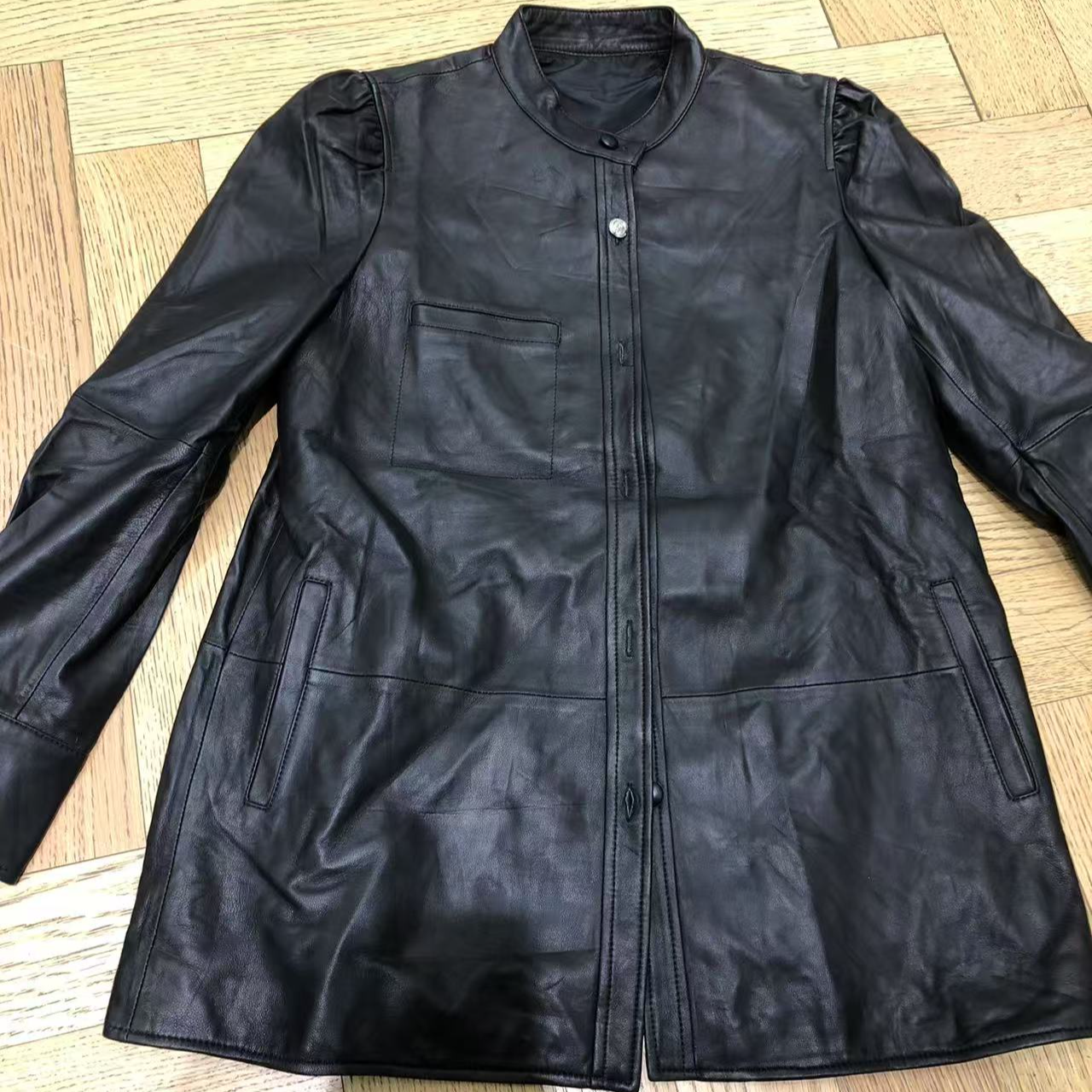 【no退no换 谨慎下单】立领中长款皮衣 8116