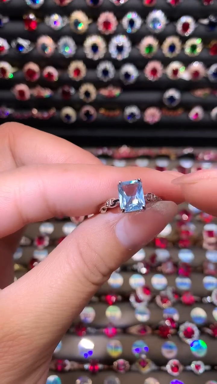 【闪购商品】海蓝宝石戒圈银S925镶嵌79白超圣