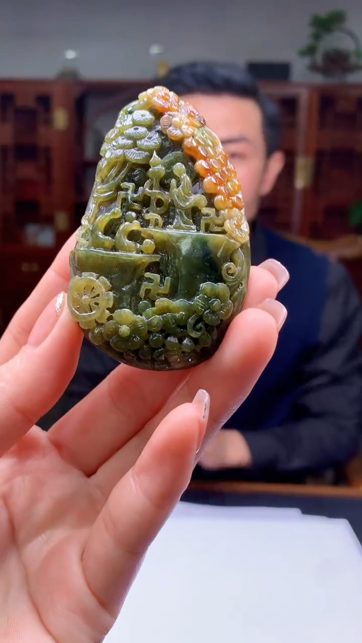 【闪购商品】定制翡翠未镶嵌1015ry-毛货挂件71