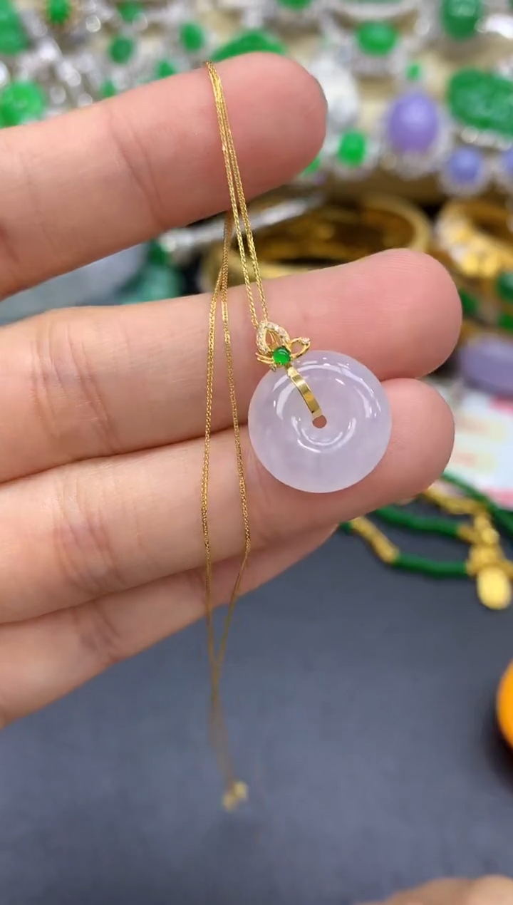 颈饰18K金镶嵌翡翠89-中国好珍宝