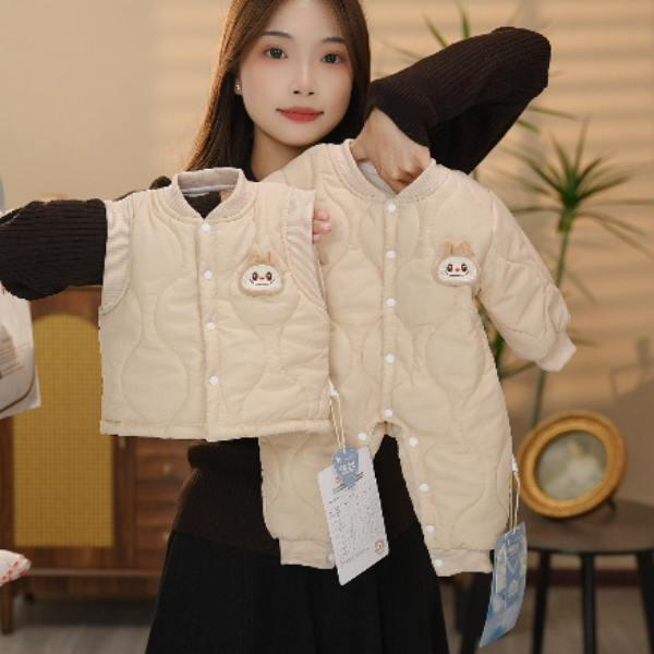 【300克】婴儿棉服连身哈衣婴幼儿秋冬季加厚爬爬服冬装连体衣