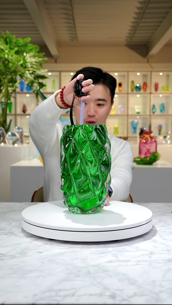 摆件祖母绿菱形设计款花器