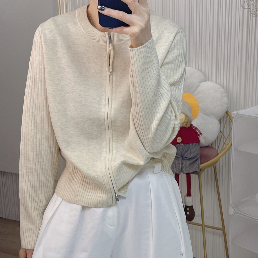 【苗姐衣橱】高品质百搭拉链毛针织衫07808