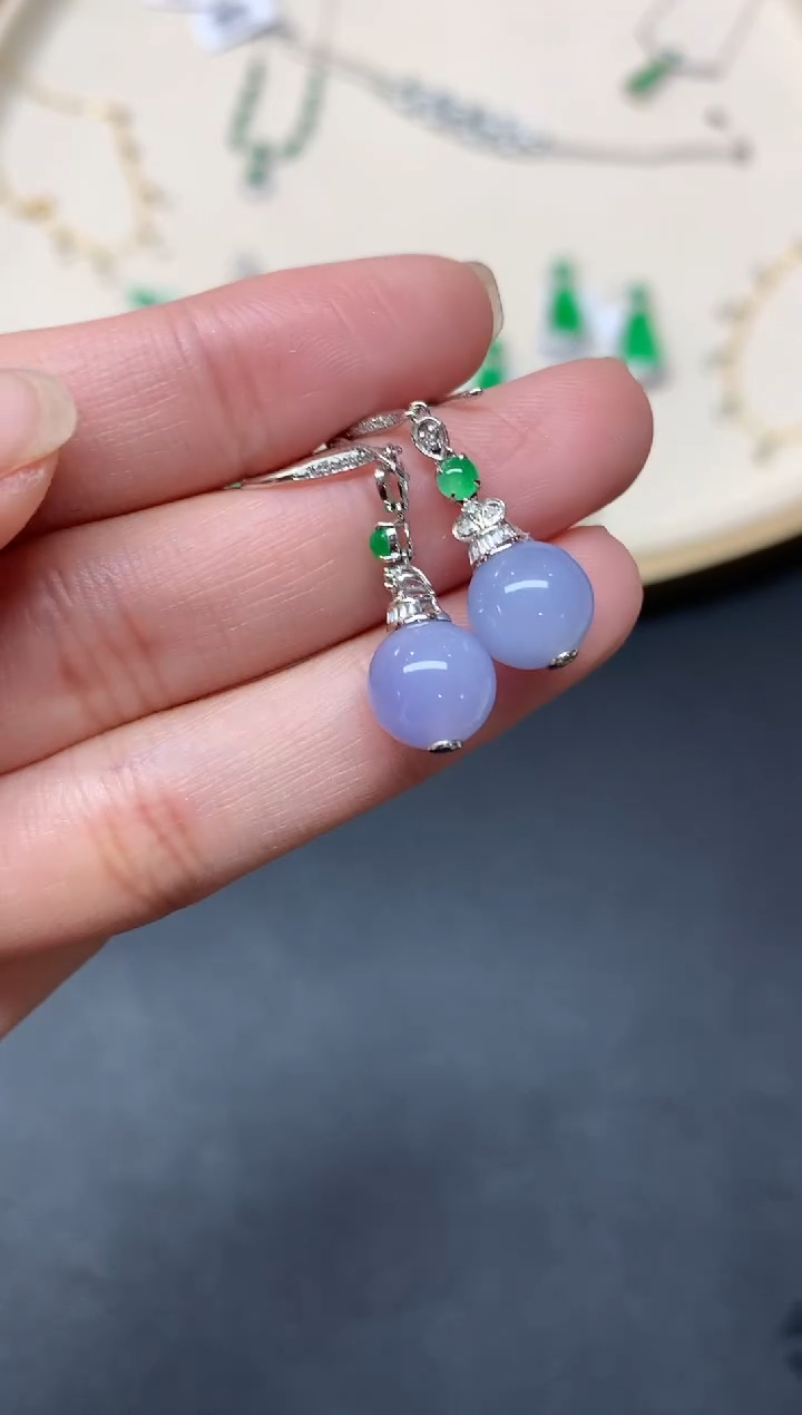 【闪购商品】翡翠耳饰18K金镶嵌A52|5800