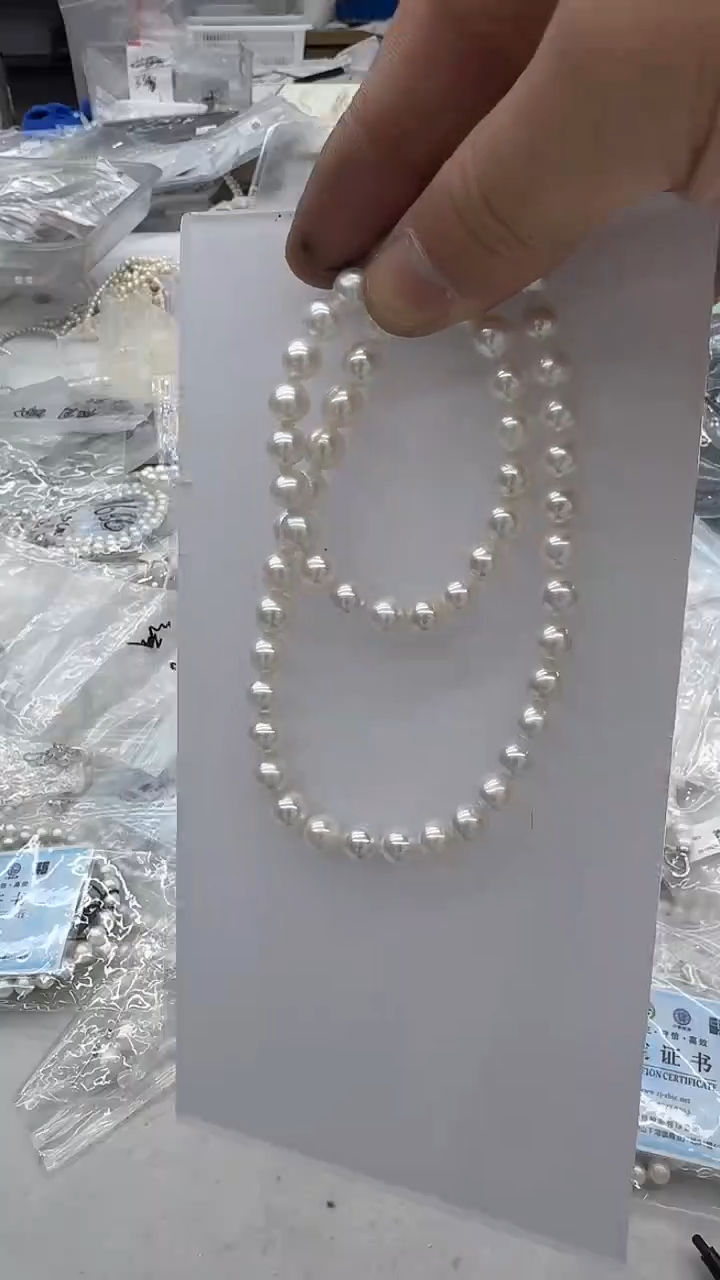 项链银S925镶嵌淡水珍珠8mm 高货