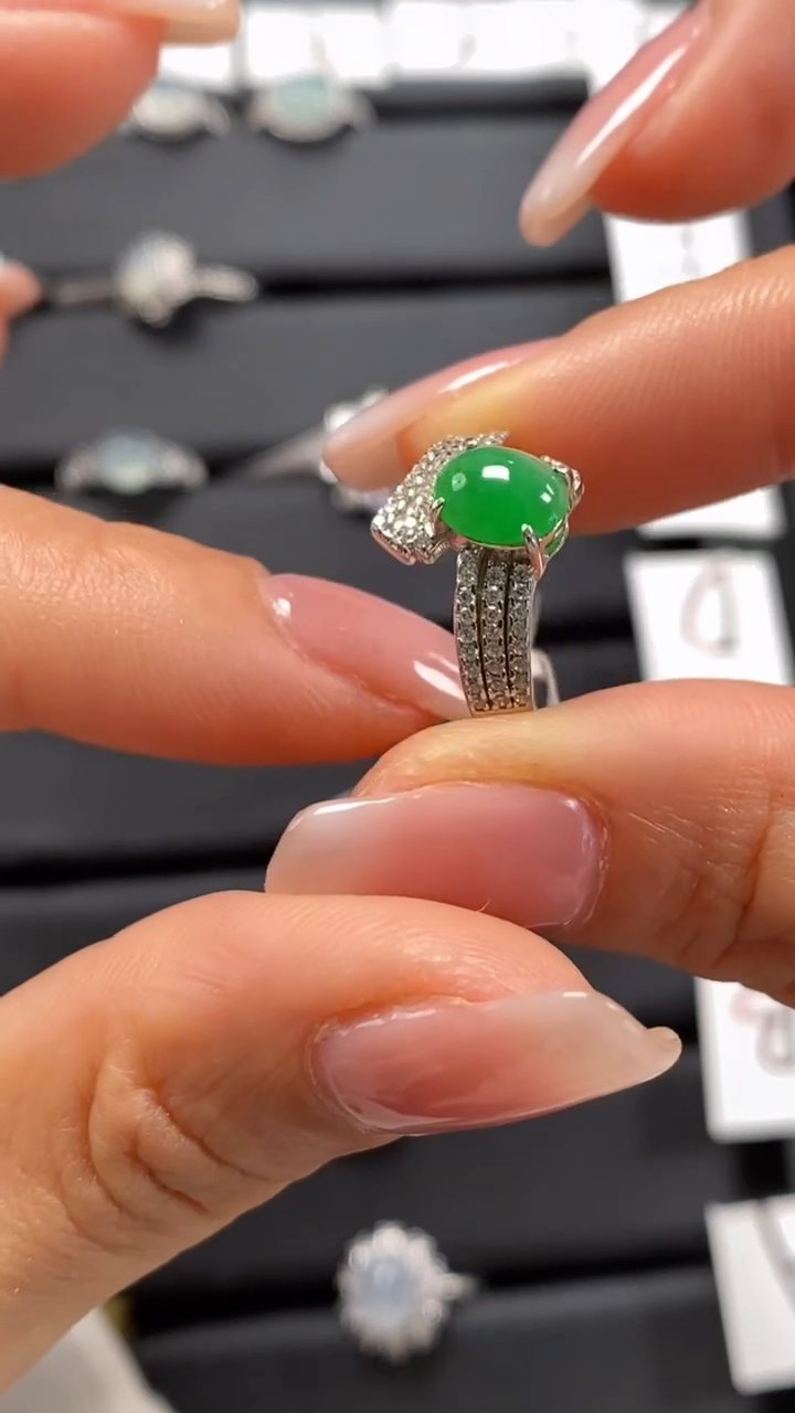 【闪购商品】翡翠戒指银S925镶嵌9316