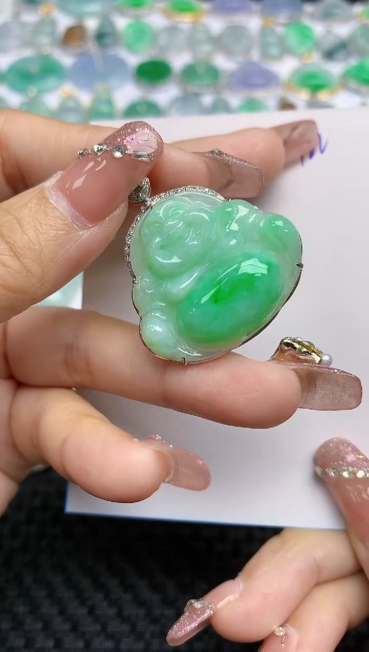 【闪购商品】翡翠颈饰18K金镶嵌天然A货翡翠 122