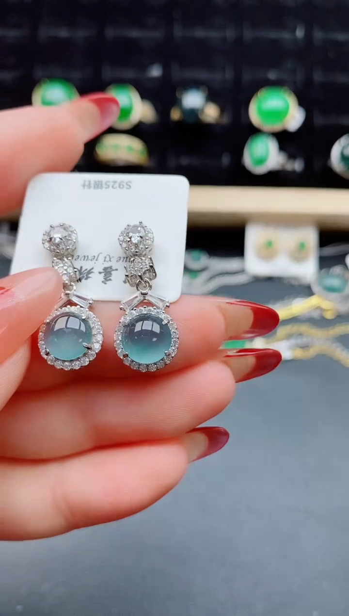 【闪购商品】翡翠耳饰银S925镶嵌5085050