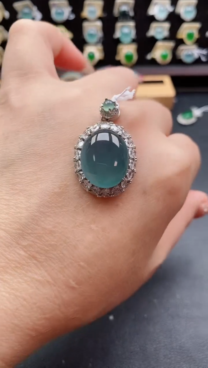 吊坠(赠链)银S925镶嵌翡翠1