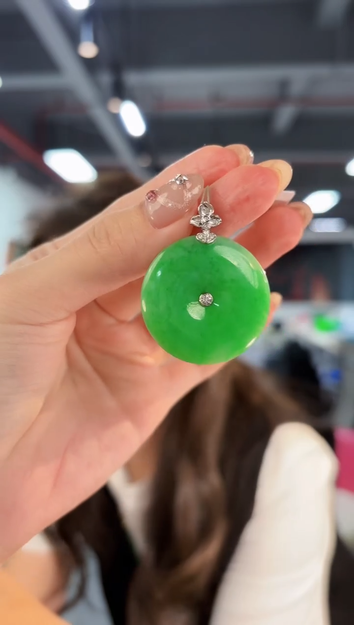 【闪购商品】翡翠颈饰18K金镶嵌缅料A货/支持复检/一件