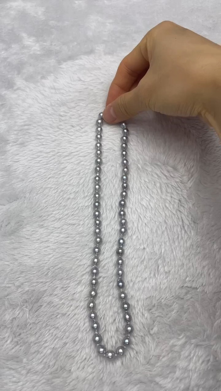 项链银S925镶嵌海水珍珠AK真多麻6.5-7mm