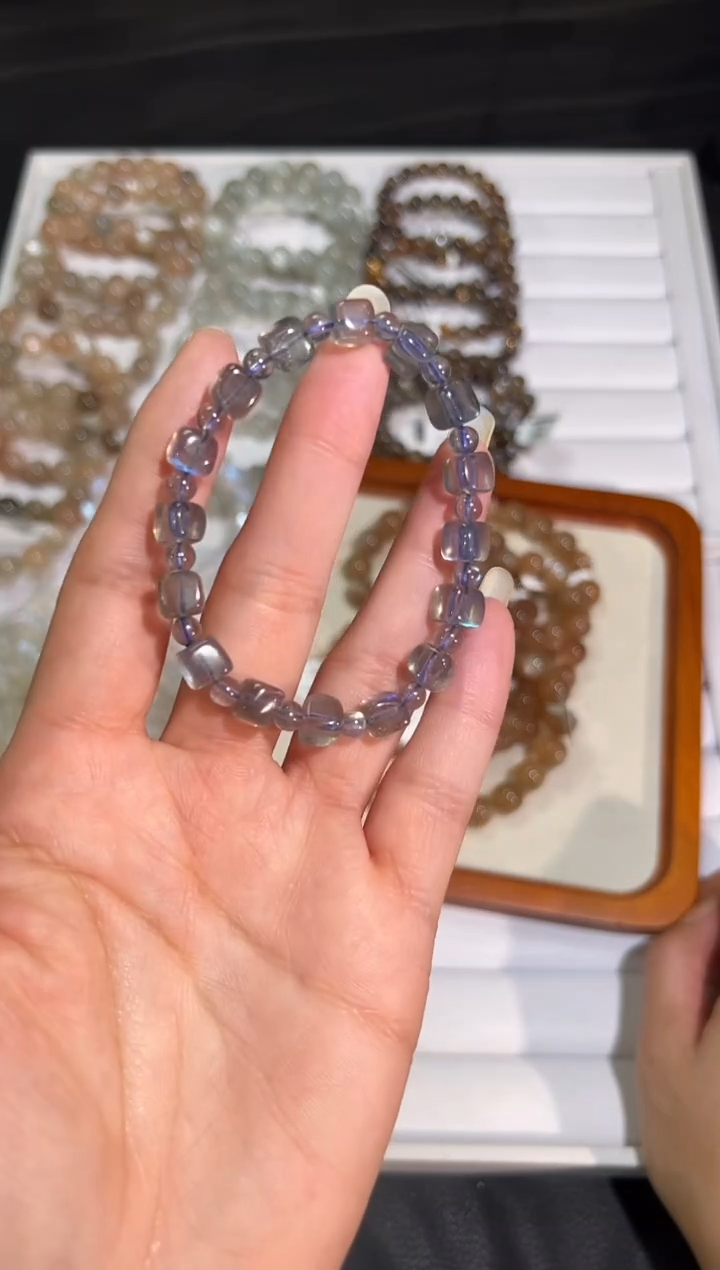 未镶嵌手链长石灰月光方糖单圈 默认微瑕