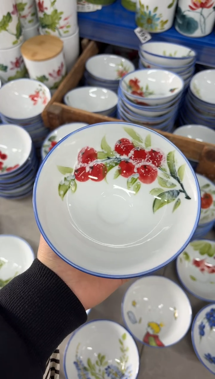 瓷片景德镇高温陶瓷食品级手绘釉中彩-斗笠碗