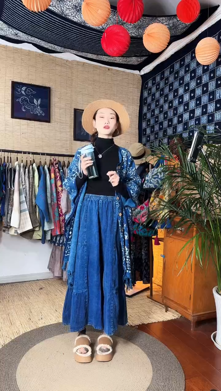 【闪购商品】设计师款深蓝阔腿裤