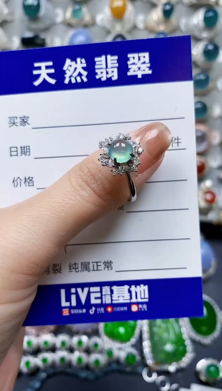 【闪购商品】翡翠戒指银S925镶嵌0084