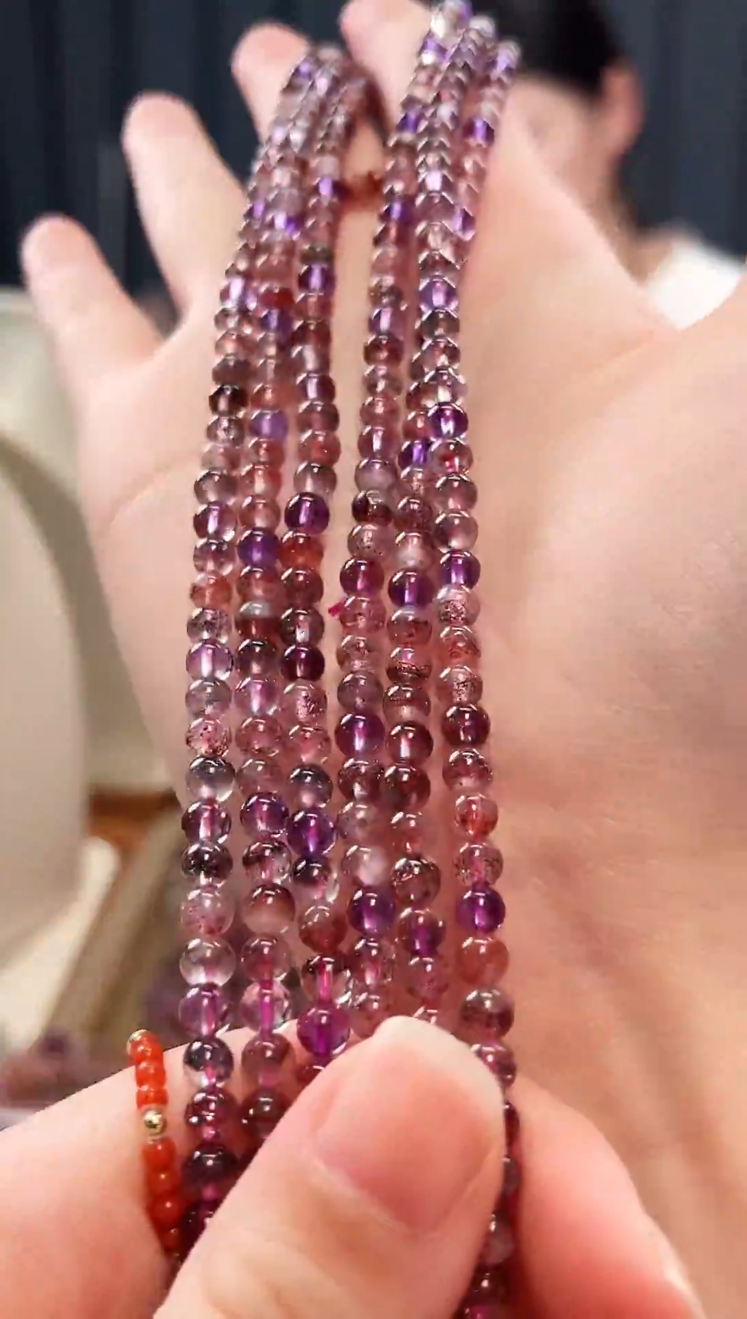 未镶嵌手串水晶金草莓超七三圈手串4mm【多样性发一】