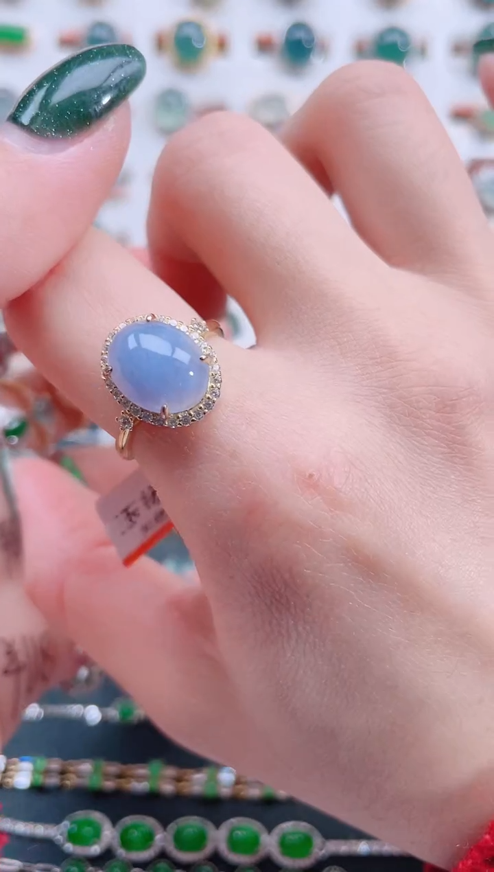 银S925镶嵌戒指翡翠天然翡翠