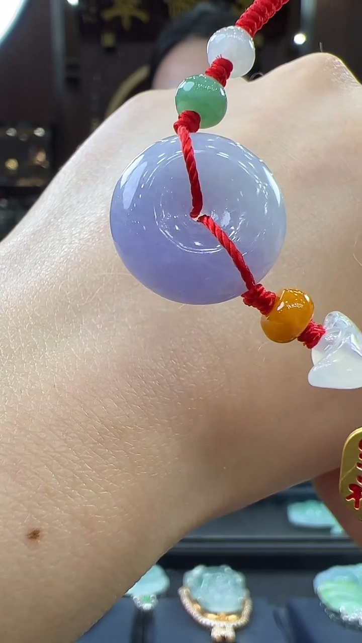 【闪购商品】翡翠未镶嵌挂件紫色平安扣手绳