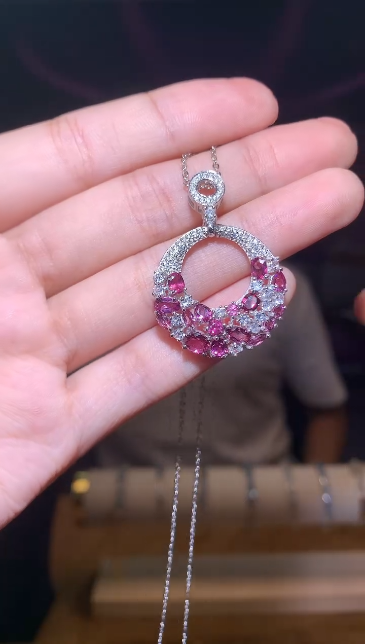 银S925镶嵌颈饰石榴石（晶盈阁严选）