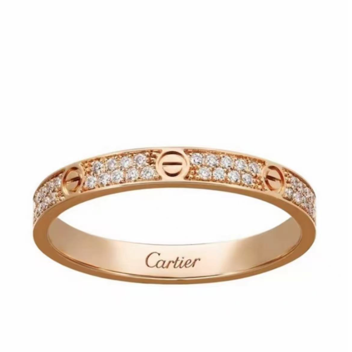 99新 Cartier/卡地亚 LOVE系列 玫瑰金满钻满天星窄版小号戒指