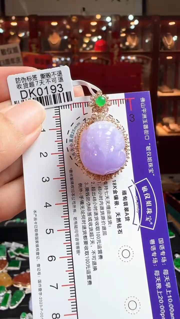 翡翠18K金镶嵌颈饰/DK0193冰紫貔貅