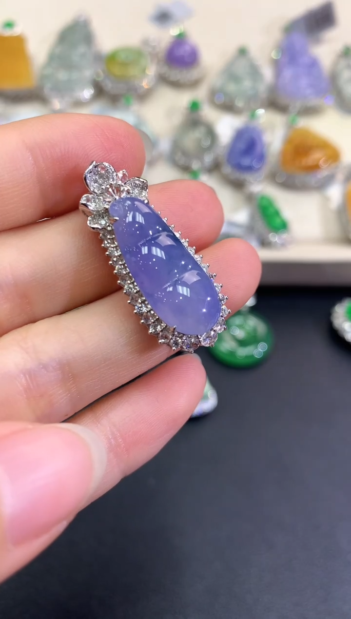 【闪购商品】翡翠颈饰18K金镶嵌D55  紫货有色差