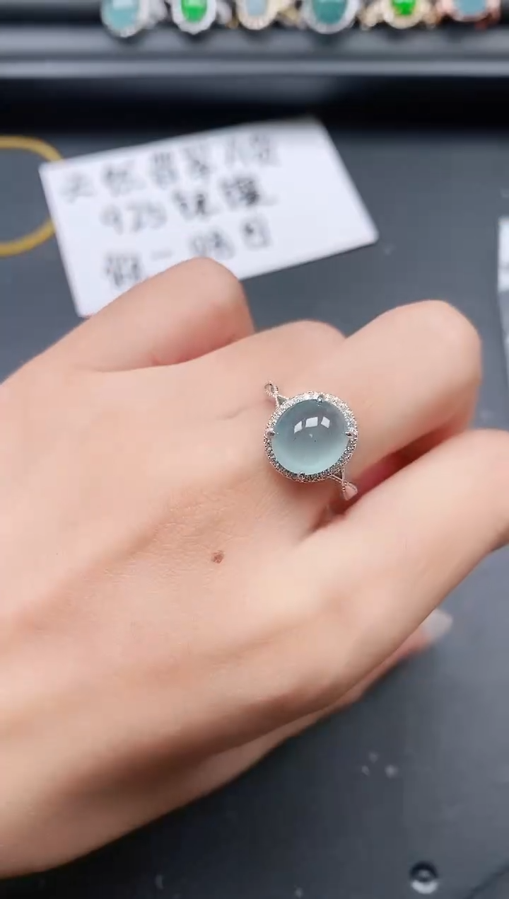 翡翠戒指银S925镶嵌11111