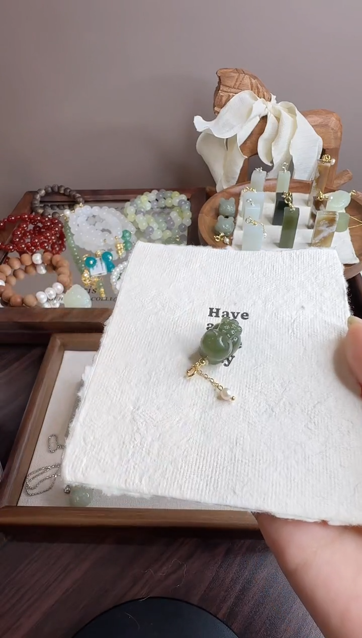 香榧木吊坠花花猫