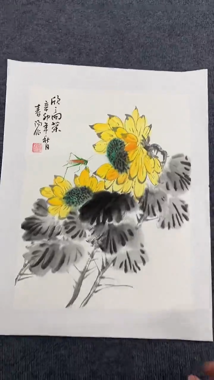竖款精品三开三花鸟