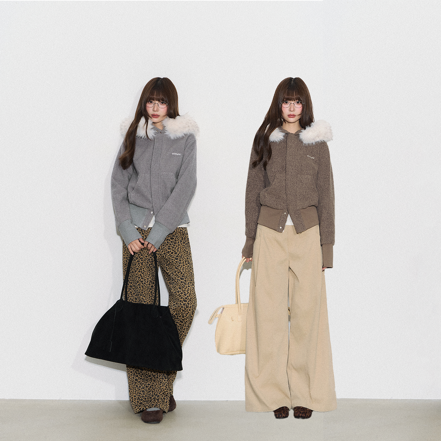 Cyni "雪日通勤"美式复古百搭韩版运动毛领短外套