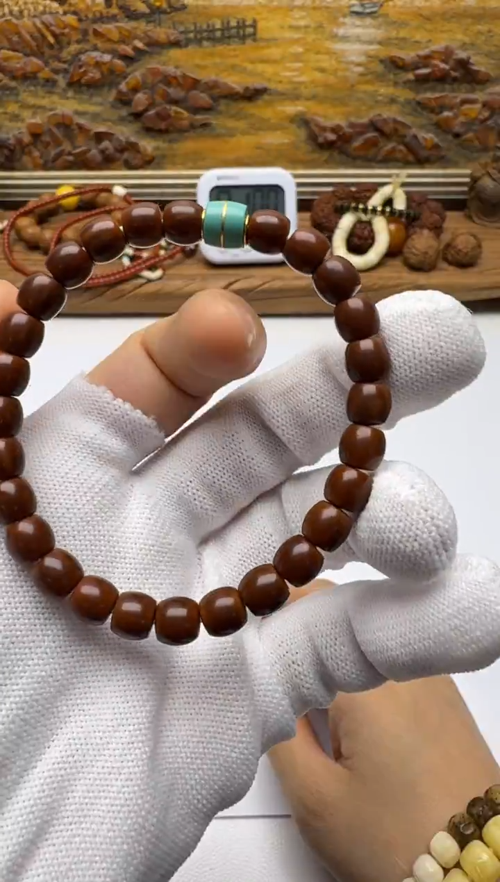 手串核桃18K金镶嵌手串