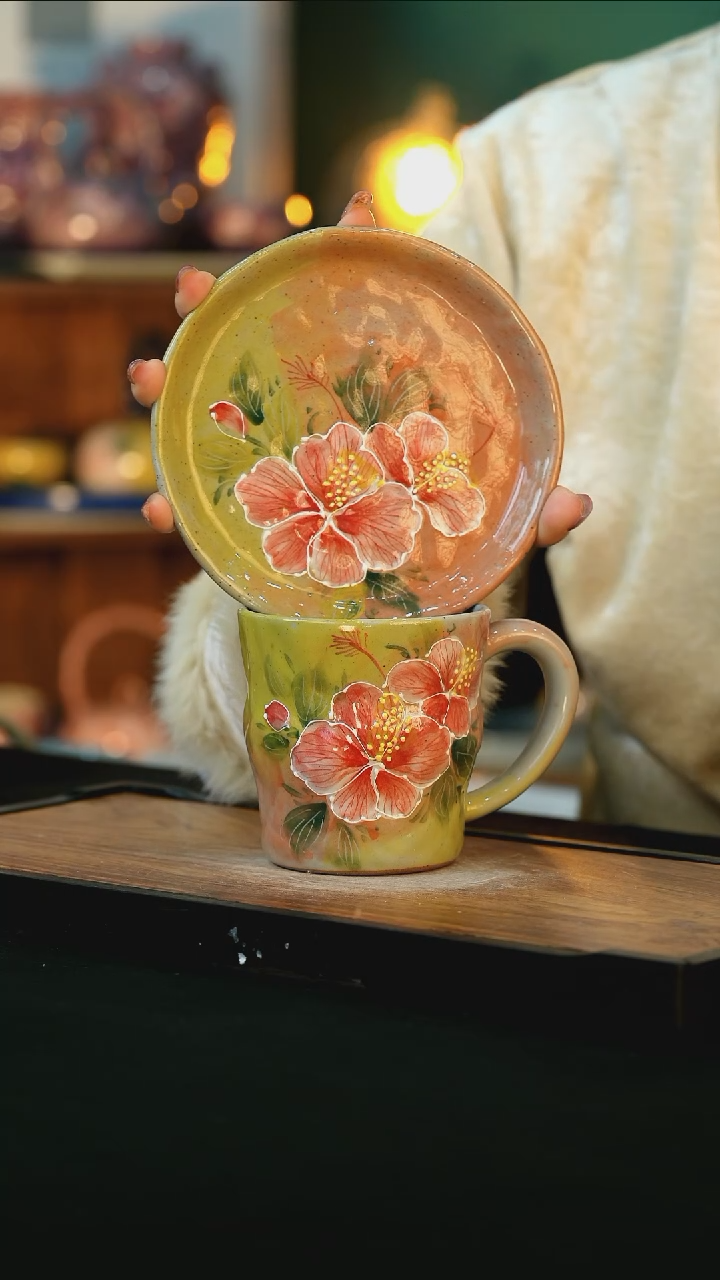 【闪购商品】杯手绘心瓷陶瓷浮力