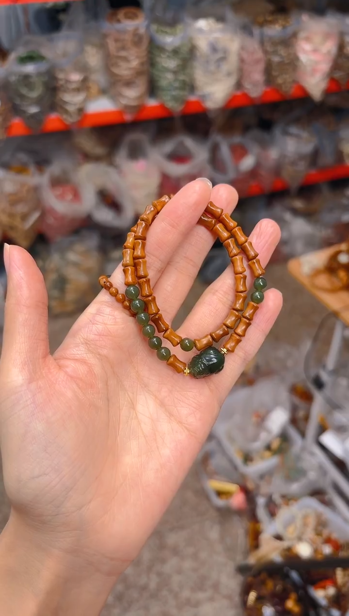 吊坠库克竹节双圈 貔貅