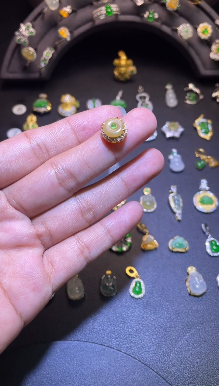 吊坠(不含链)银S925镶嵌翡翠荧*1