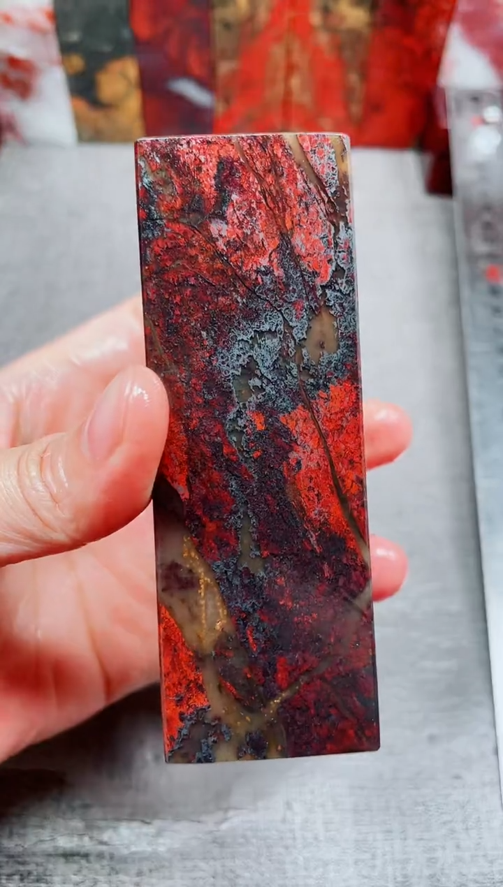玉桂林鸡血玉素章3.0左右红9