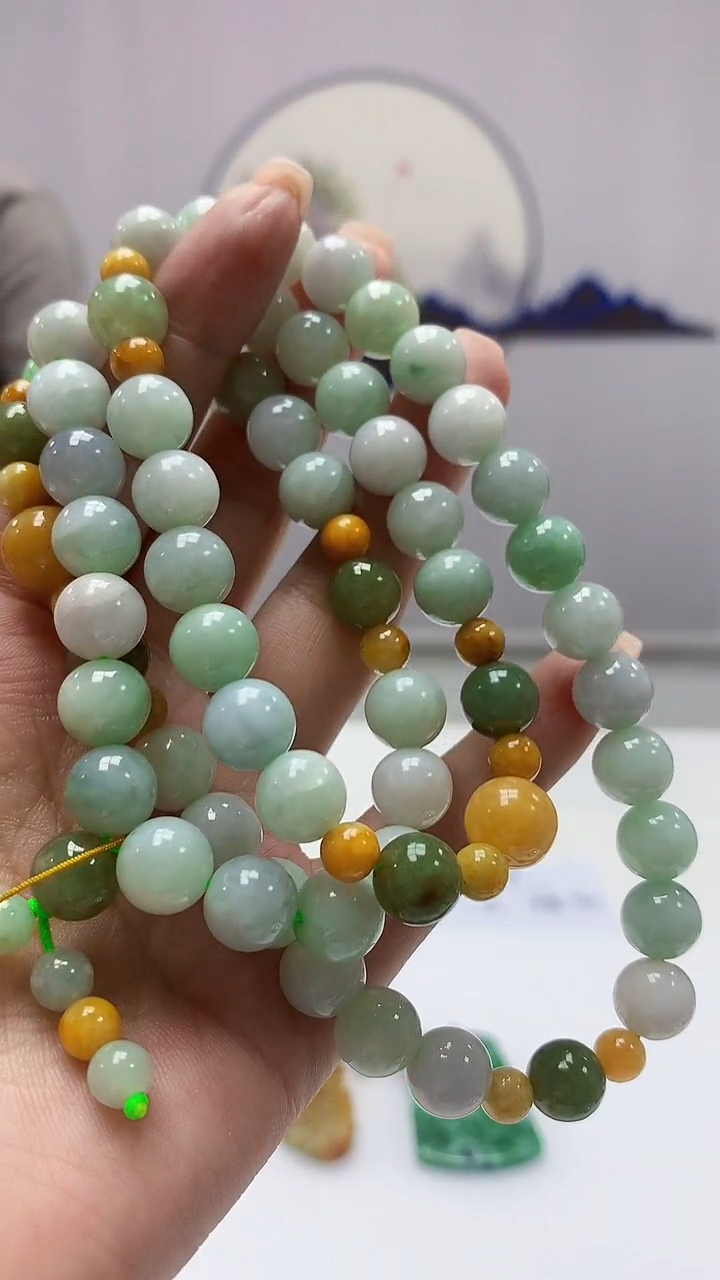【闪购商品】定制翡翠未镶嵌4852ms-毛货258珠链
