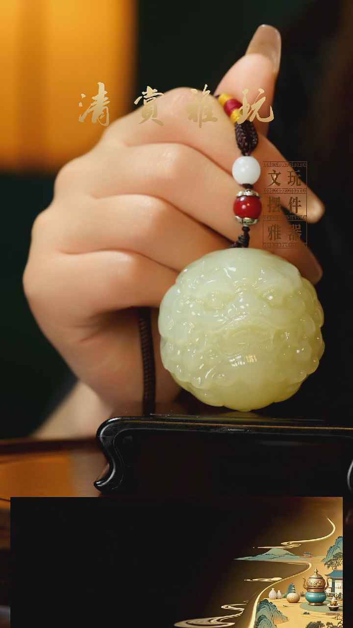 玉《醒狮貔貅》手把件摆件