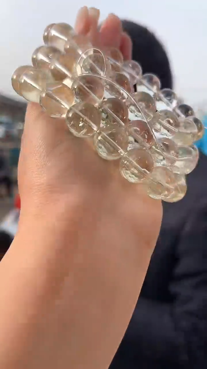 黄晶手链未镶嵌天然黄阿赛手串多样性发一mm