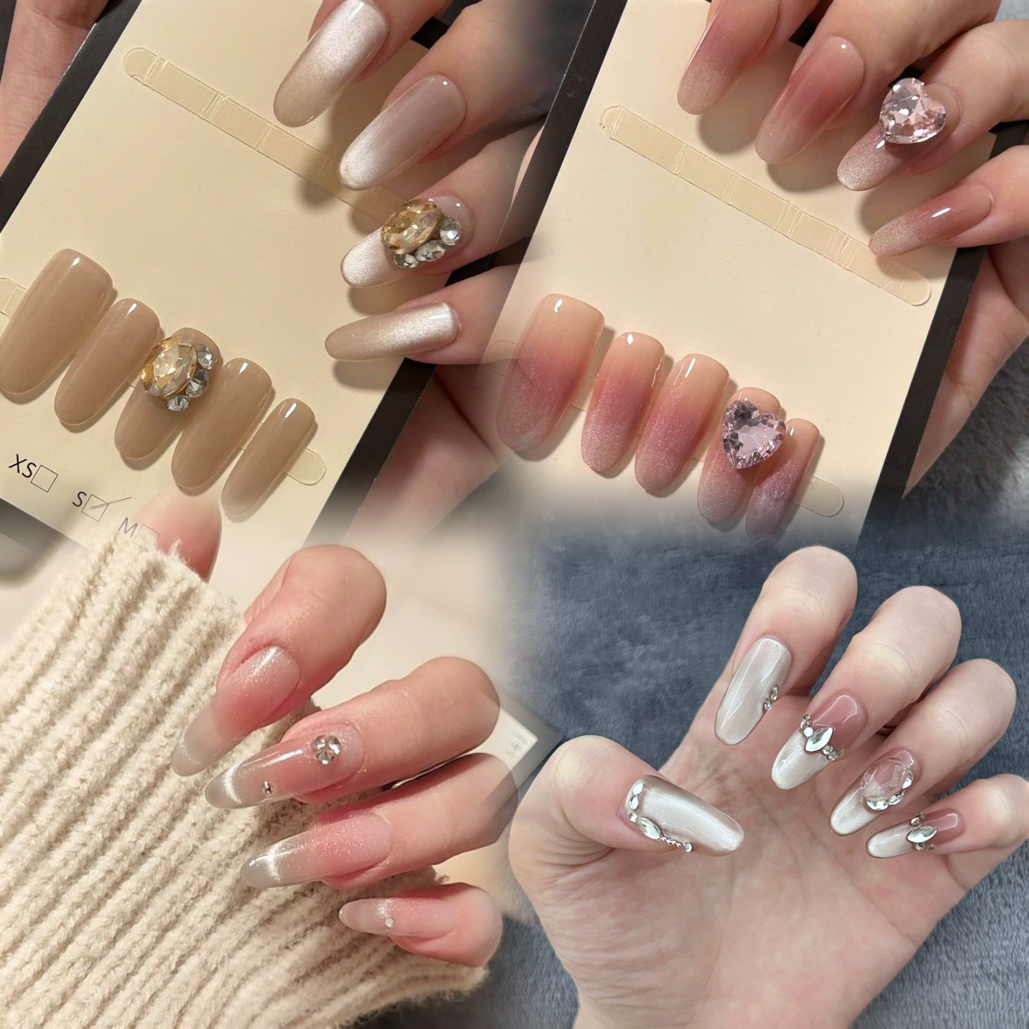 吱吖玫瑰甜心风格中长款纯手工穿戴甲轻奢设计时尚美观