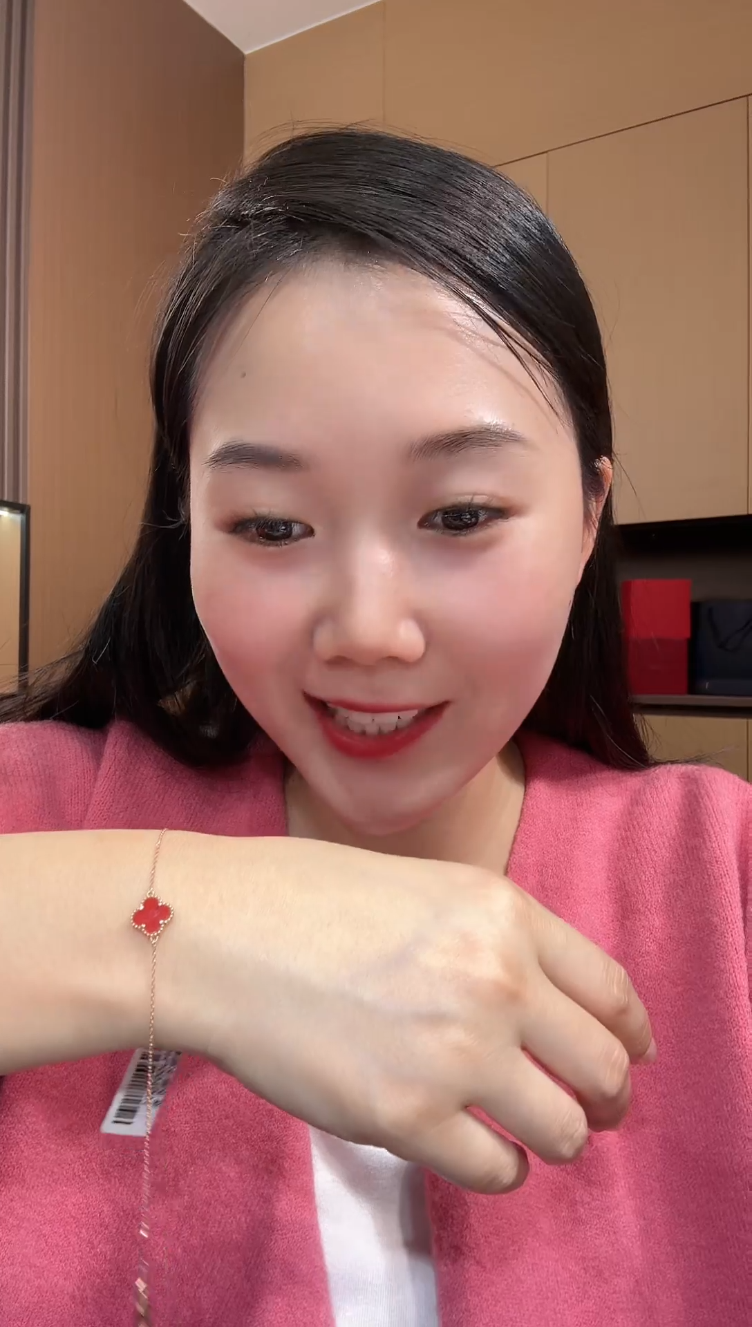 【闪购商品】玛瑙/玉髓手链18K金镶嵌红色k黄，小号单花手链GHJ