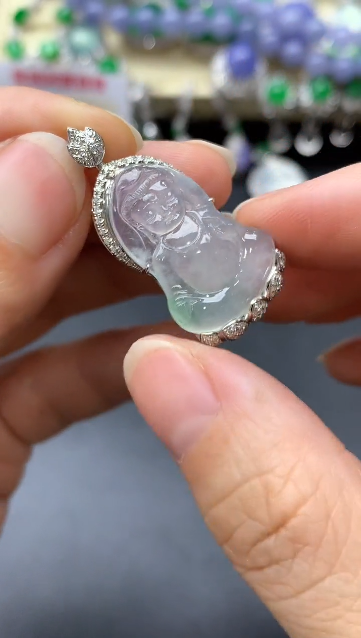 颈饰18K金镶嵌翡翠496-中国好珍宝