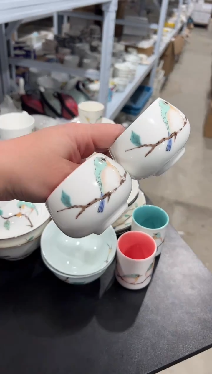 杯子骨瓷（简装）小鸟品茗杯一对
