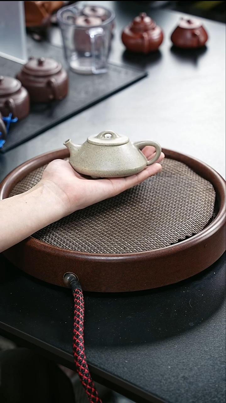 茶壶紫砂韵瓢-黑段-全手工微微瑕
