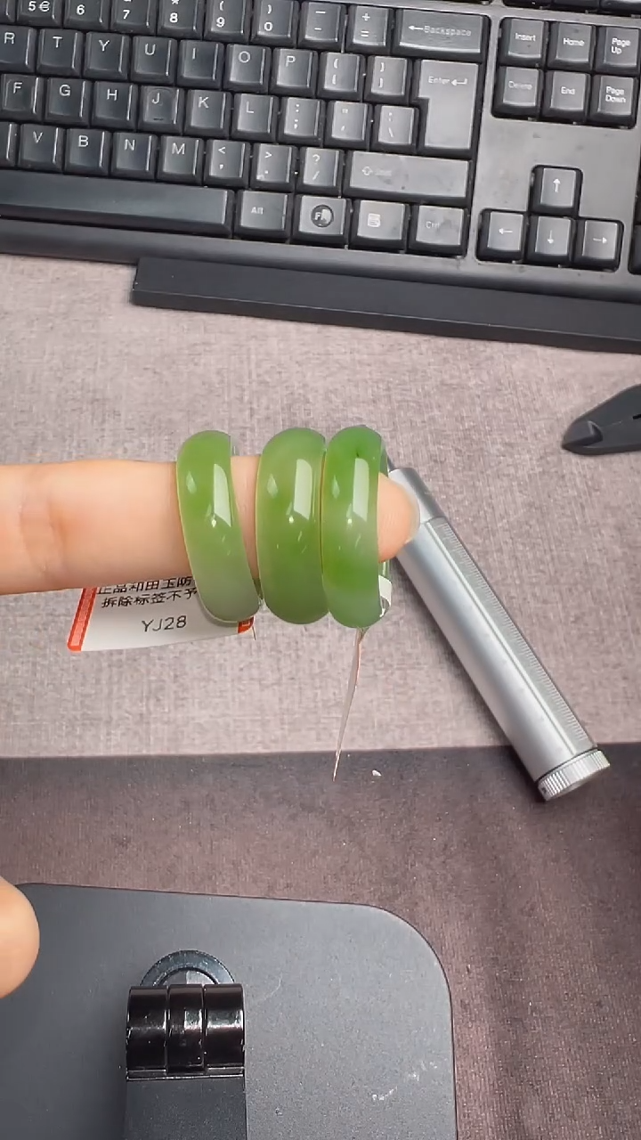 未镶嵌戒指和田玉YJ28苹果绿戒圈多样性发一